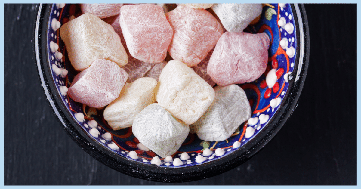 a bowl of a variety of turkish delight