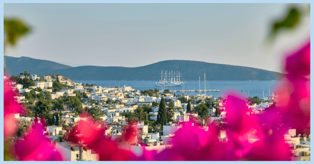 the city of bodrum in turkey from a distance