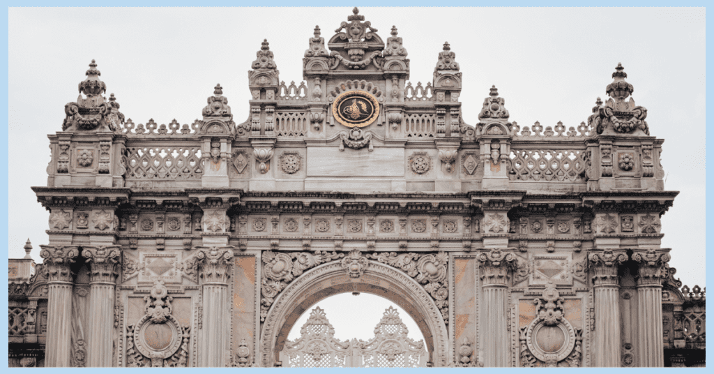 a large arch a part of dolmabahce palace in istanbul turkey