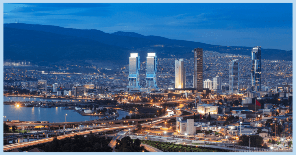 the city of izmir in turkey at sunset