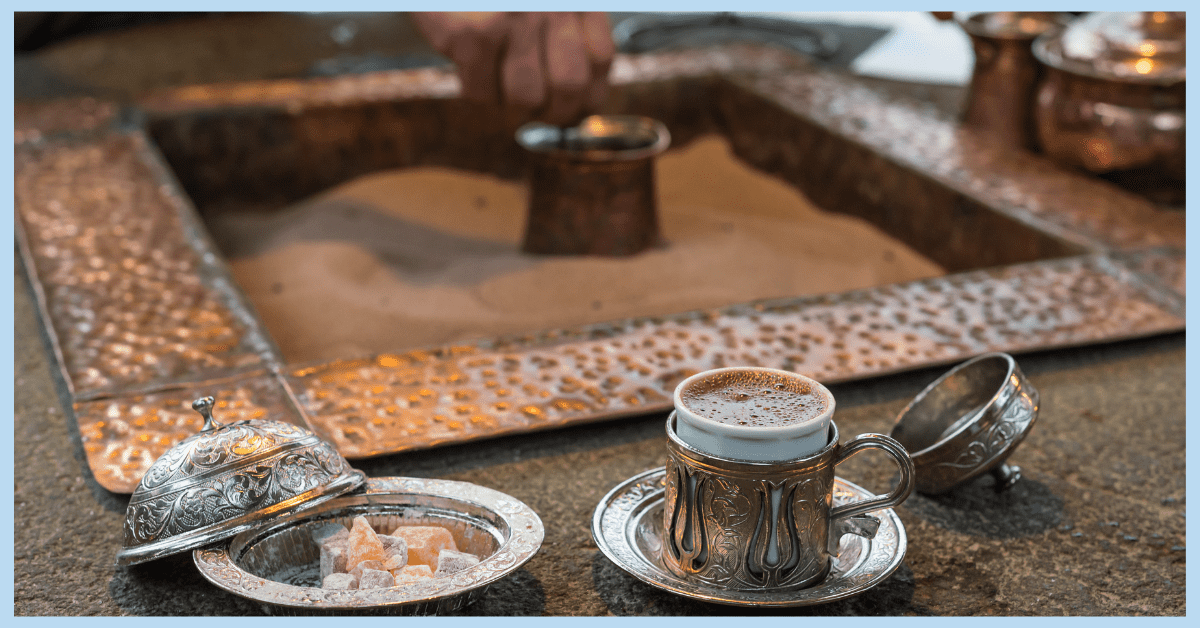 turkish coffee being made in hot sand